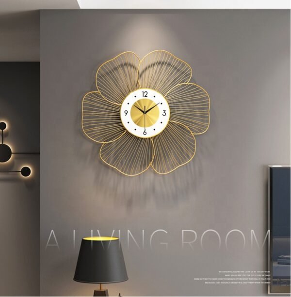 Beautiful Flower Design Golden Finish Wall Clock