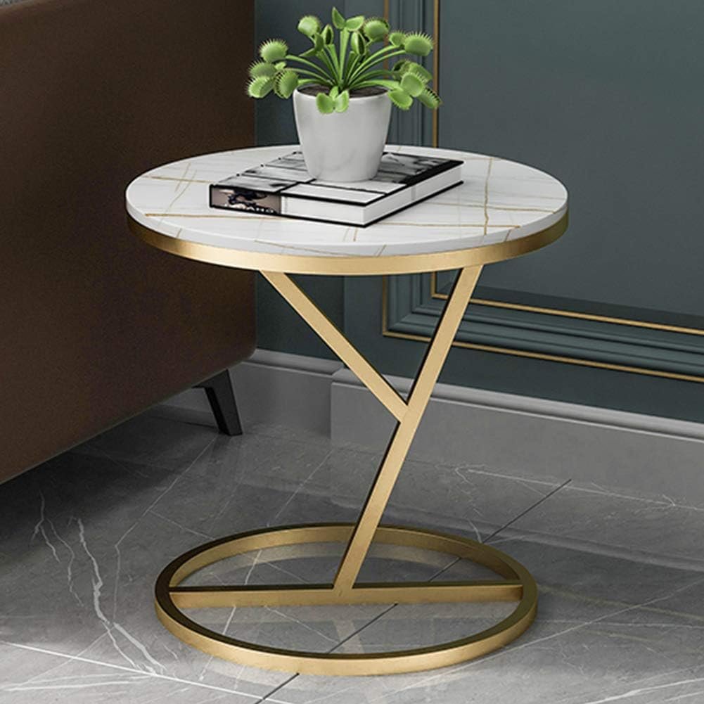Z Shape Antique Golden Finish Side Table