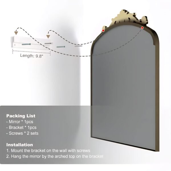 Royal Golden Arched Regal Wall Mirror - Image 4