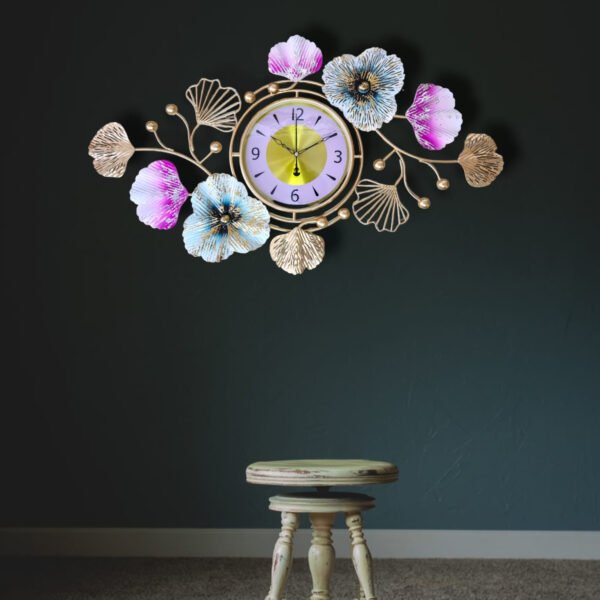 3D GLASS LUXURY PINK METAL WALL CLOCK