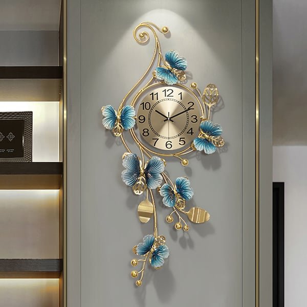 Butterfly Bloom Vertical Metal Wall Clock