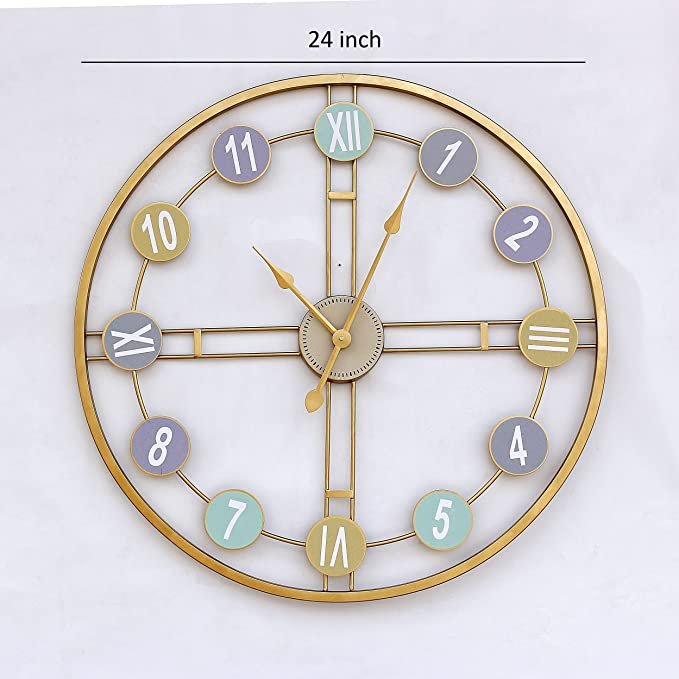Classic Gold Multicolor Roman Dial Wall Clock