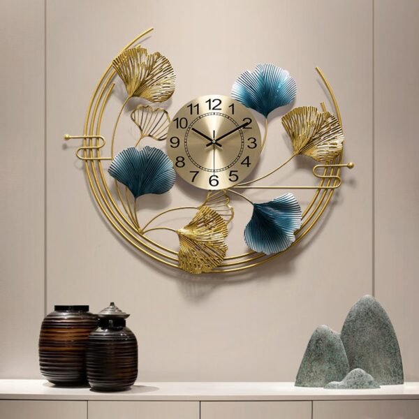 Golden Harmony Ginkgo Wall Clock