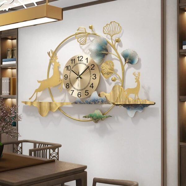 Golden Horizon Wall Clock with Deer Motif - Image 2