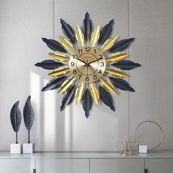 Metal Leaf Wall Clock: