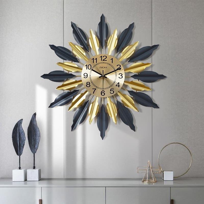 Metal Leaf Wall Clock: