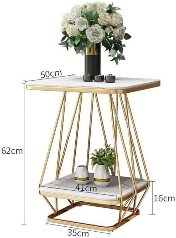 Astra Luxe Marble End Table – Dual-Tier Square