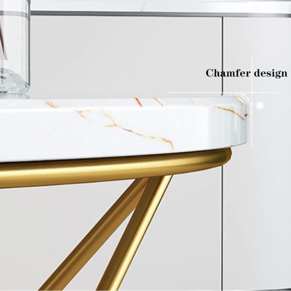 Aurora Luxe White Marble Coffee Table with Gold Geometric Base - Image 4