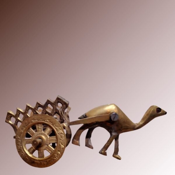 Pure Brass Camel Cart Showpiece – Rajasthani Miniature Decor