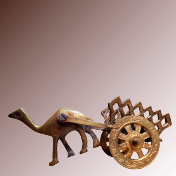 Pure Brass Camel Cart Showpiece – Rajasthani Miniature Decor - Image 2