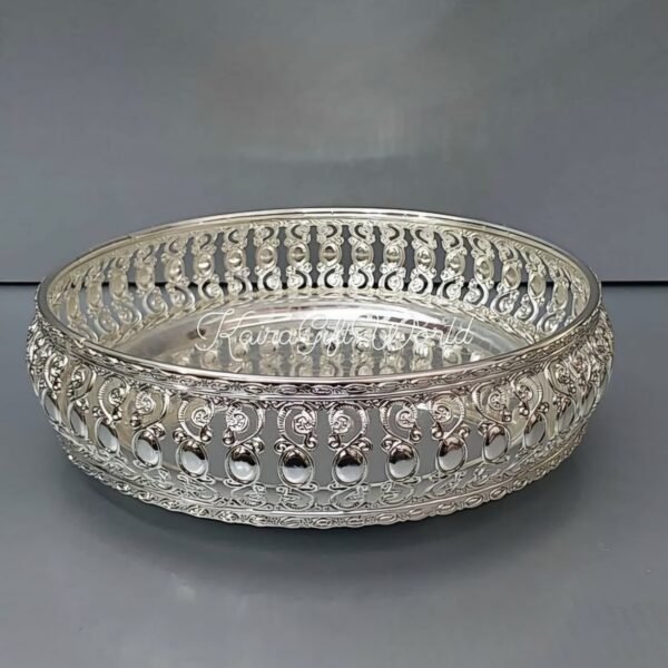 Vintage-Inspired Ornate Silver Decorative Bowl
