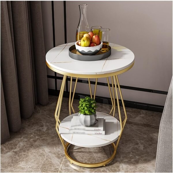Lumora Luxe Side Table – Dual Marble-Tier
