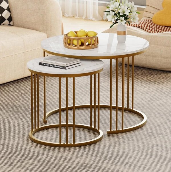 LuxeNest Duo – Modern Faux Marble Tables