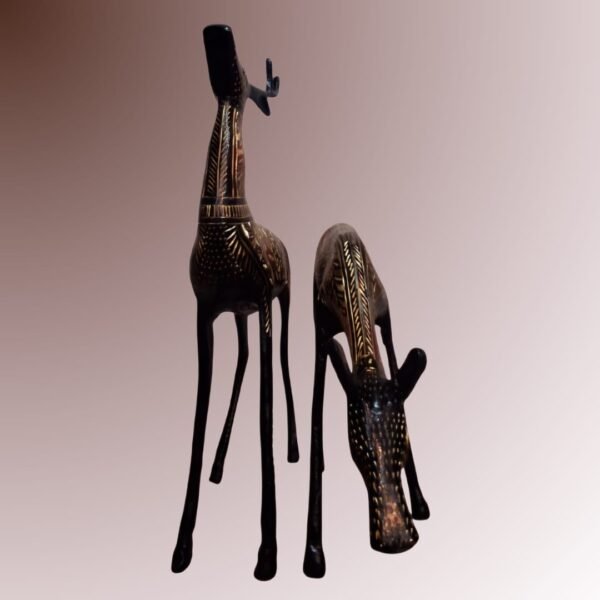 Majestic Brass Deer Pair – Handcrafted Meenakari Decorative Figurines - Image 3