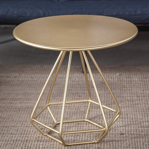 Nova Bronze Metal Side Table with Geometric Base - Image 3
