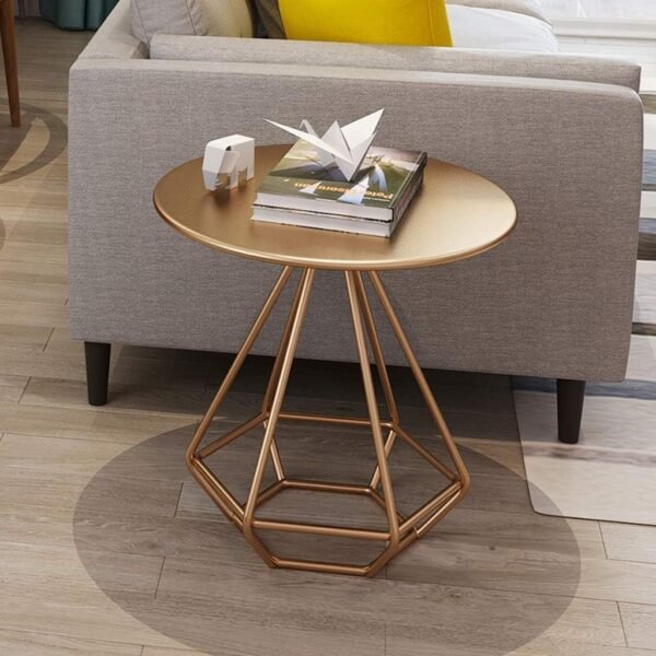 Nova Bronze Metal Side Table with Geometric Base