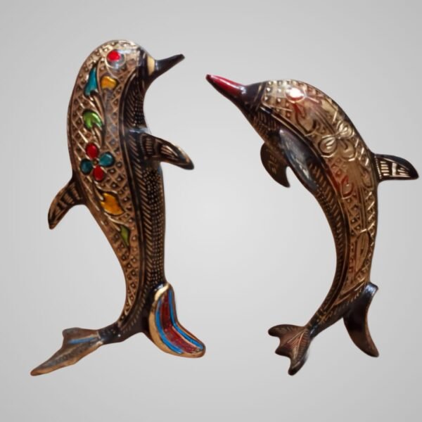 Meenakari Dolphin Lucky Charm Showpiece – Set of 2