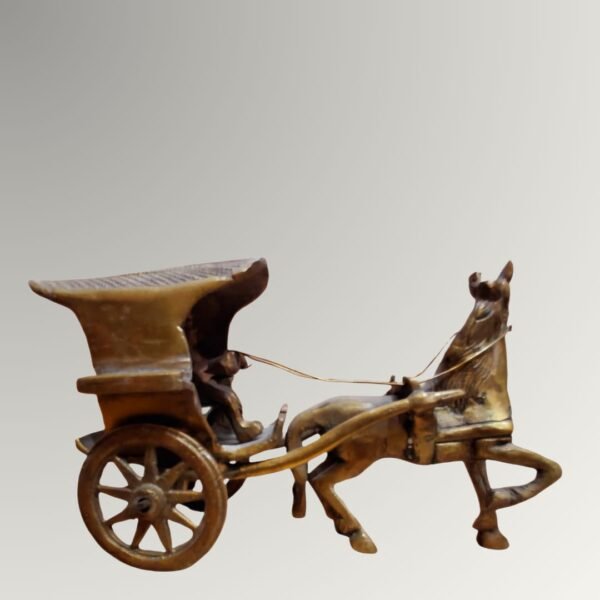 Vintage Brass Horse Cart – Handcrafted Antique Chariot Showpiece - Image 2