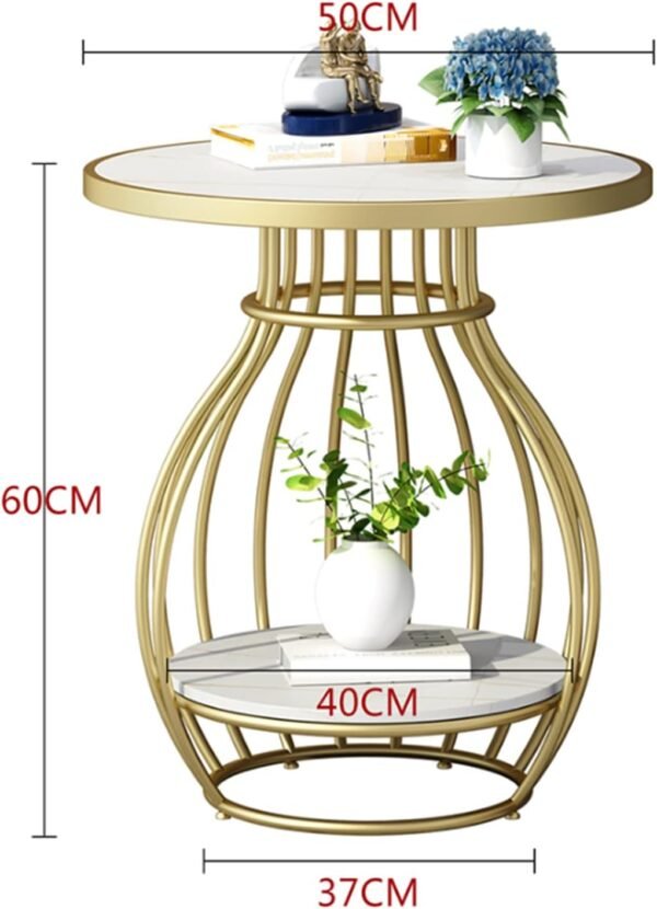 Virelle Gold Cage Marble Side Table - Image 5