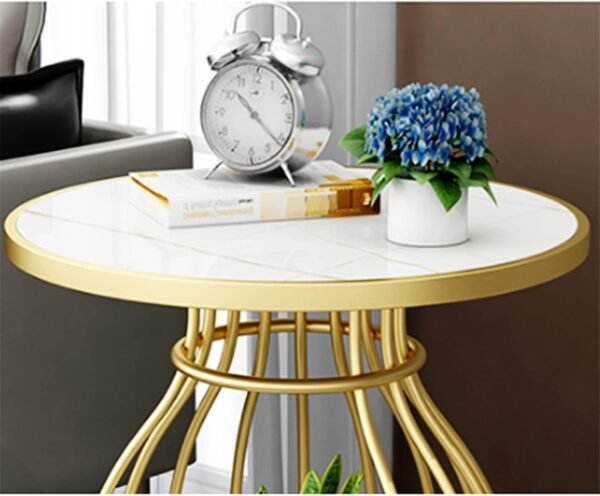 Virelle Gold Cage Marble Side Table - Image 4