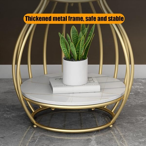 Virelle Gold Cage Marble Side Table - Image 3
