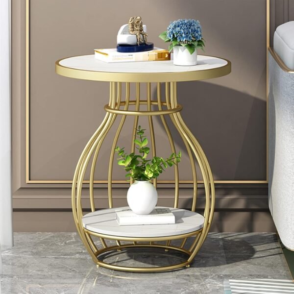 Virelle Gold Cage Marble Side Table