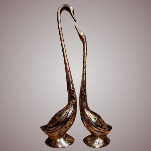 Majestic Brass Swan Couple – Handcrafted with Meenakari Enamel Work