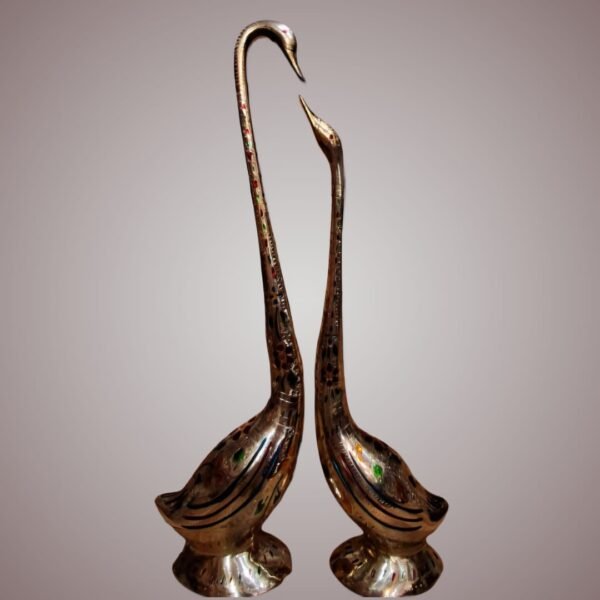 Majestic Brass Swan Couple – Handcrafted with Meenakari Enamel Work - Image 4