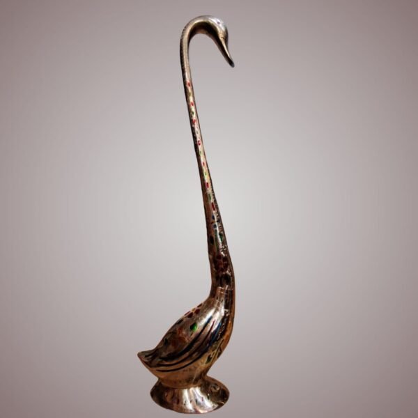 Majestic Brass Swan Couple – Handcrafted with Meenakari Enamel Work - Image 2