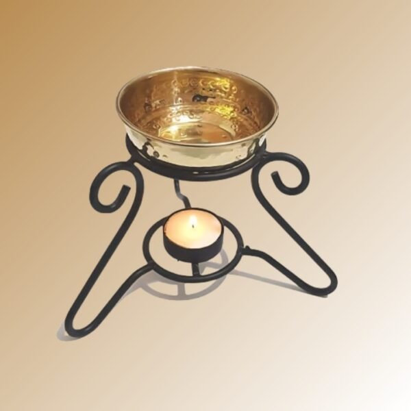 Brass Aroma Oil Diffuser with Iron Stand and Tealight Holder
