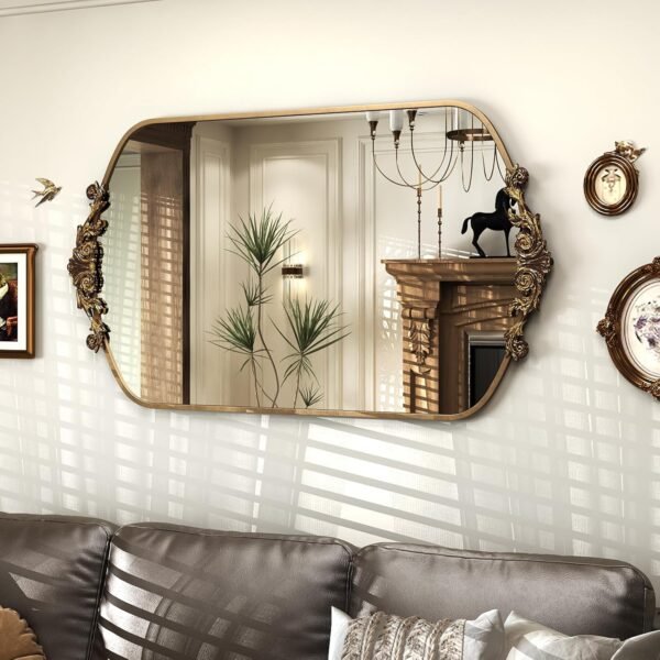 Gold Arched Metal Framed Mirror - Image 2