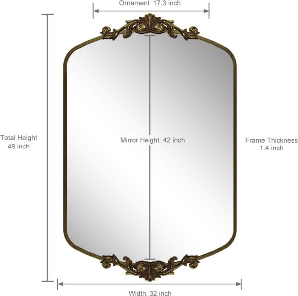Gold Arched Metal Framed Mirror - Image 3