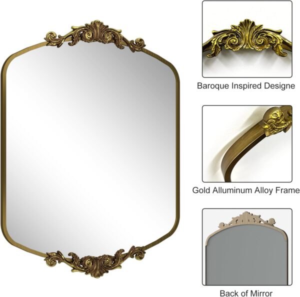 Gold Arched Metal Framed Mirror - Image 4