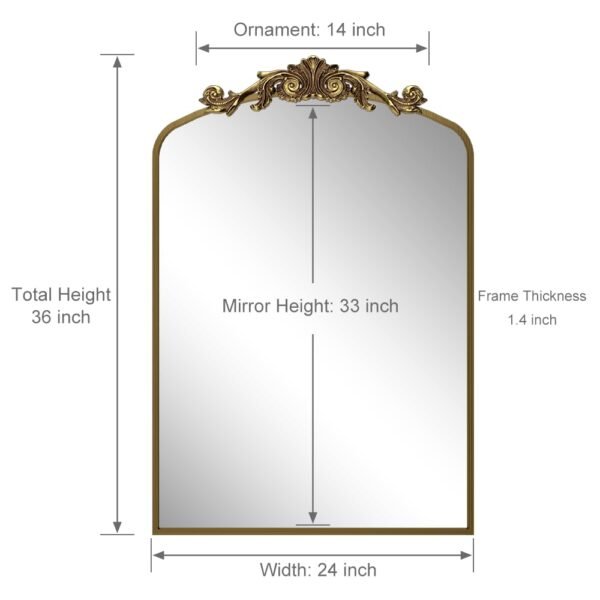 Gold Vintage Arch Wall Mirror - Image 2