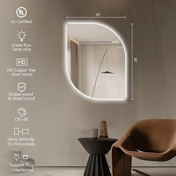 Modern LED Wall Mirror – Backlit Design - Image 2