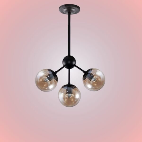 Modern Black Sputnik 3-Light Ceiling Pendant with Glass Globe Shades