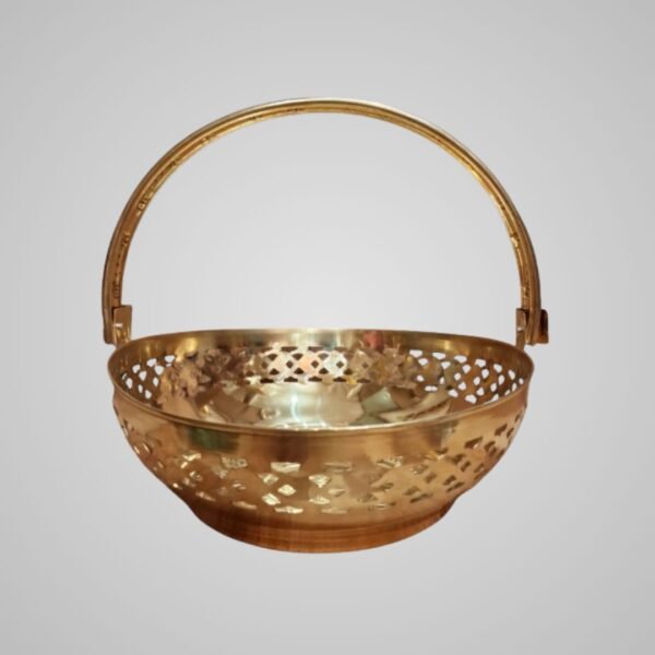 Brass Basket with Om Engraving & Handle