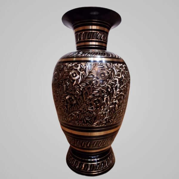 Brass Flower Vase | Antique Finish Engraved Decorative Vase