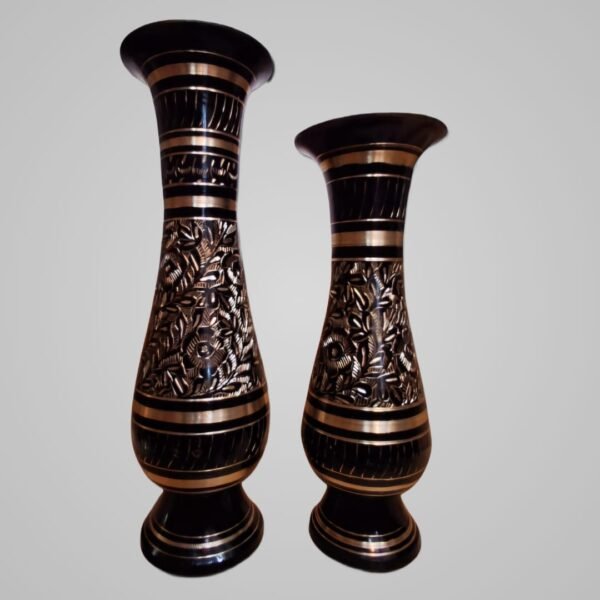 Brass Engraved Vase Set | Antique  Flower Vases (Set of 2)