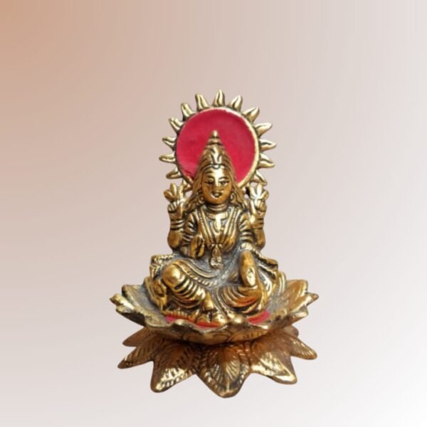 Brass Lakshmi Ganesh Idol Set with Copper Plate & Charan Paduka - Image 4