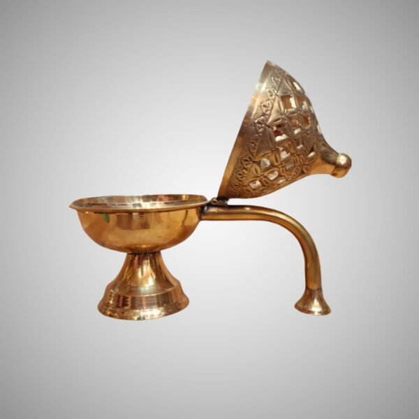 Small Brass Dhoop Dani / Luban Dani with Handle – Antique Finish