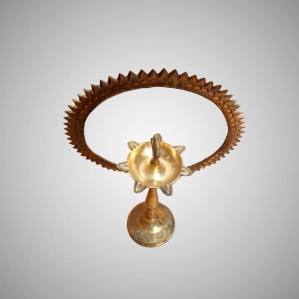 Traditional Brass Prabhavali Diya – Antique Finish - Image 2