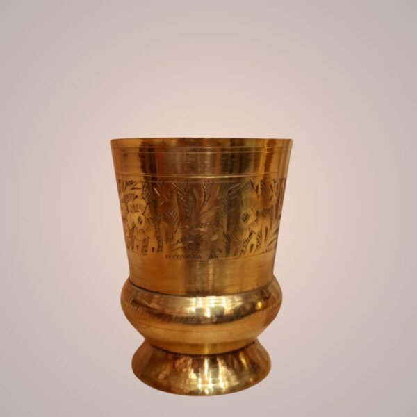 Handcrafted Brass Drinking Glass with Traditional Etching