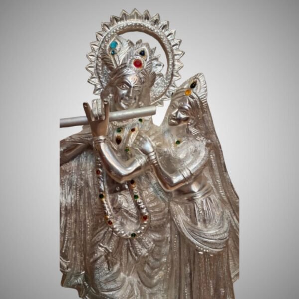Premium German Silver Radha Krishna Idol – Spiritual Statue - Image 2