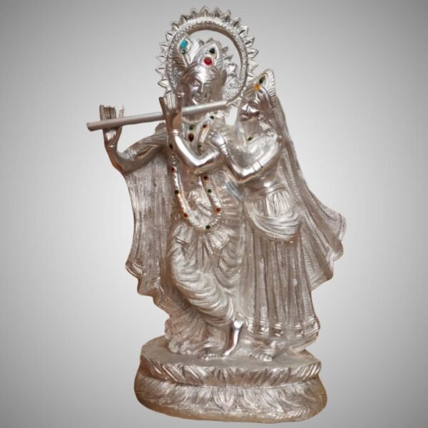 Premium German Silver Radha Krishna Idol – Spiritual Statue - Image 3