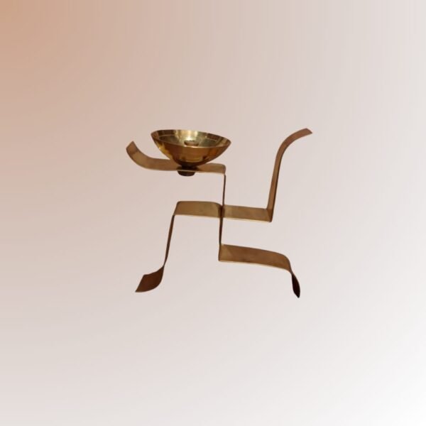 Pure Brass Swastik Diya – Pooja - Image 2