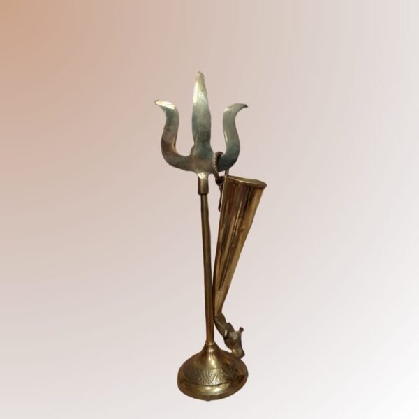 Brass Trishul with Shindi Holder – Divine Temple Decor | Antique Finish