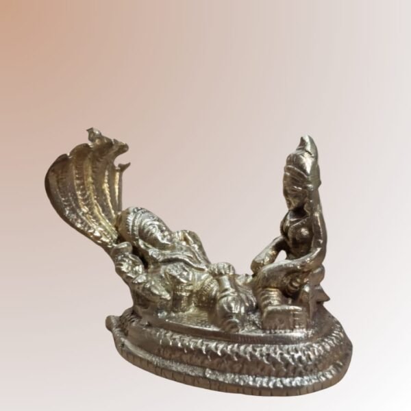 Lord Vishnu Sheshnag Brass Idol – Lord Vishnu & Goddess Lakshmi - Image 3