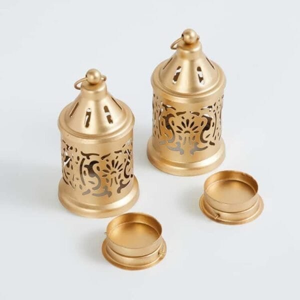 Antique Brass Tealight Candle Holders – Set of 2 Decorative for Diwali , Pooja & Home Décor