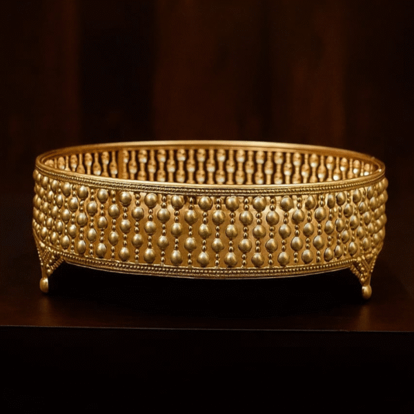 Meenakari Metal Decorative Tray – Gift Hamper Basket for Weddings & Diwali
